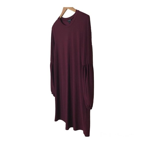 AS U WISH Womens Size M Shift Dress‎ Slip On Balloon Sleeve Straight Wine Maroon - Picture 3 of 9